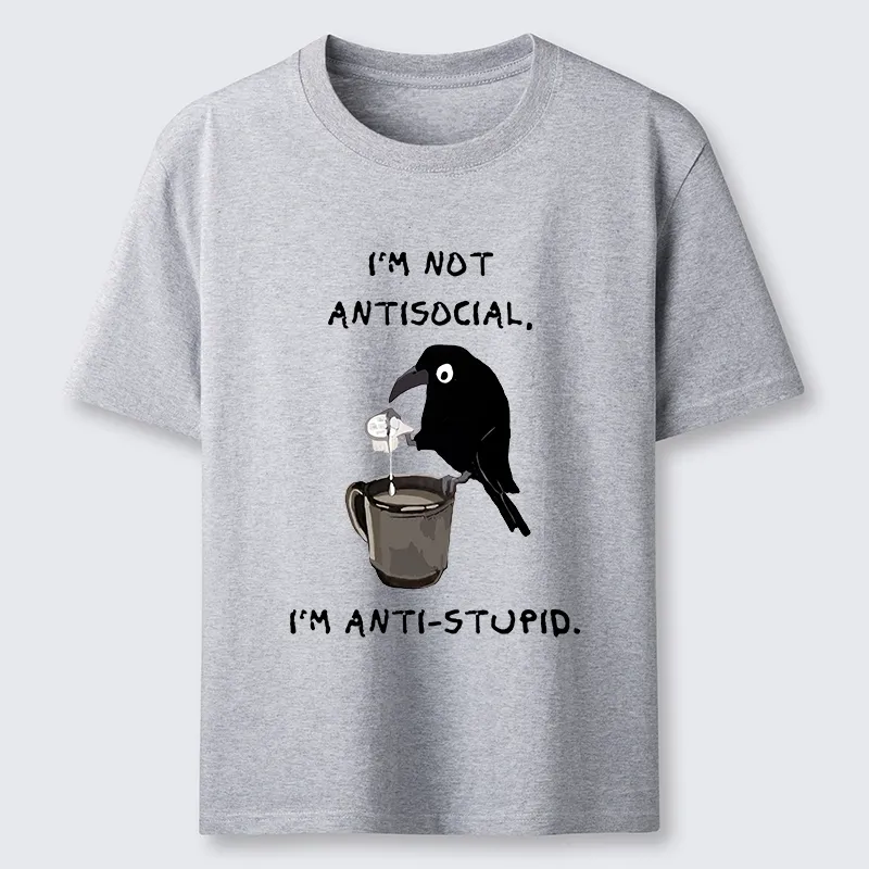 Tokyo-Tiger Cool Crow Sips Calm Coffee Alone Classic T-Shirt