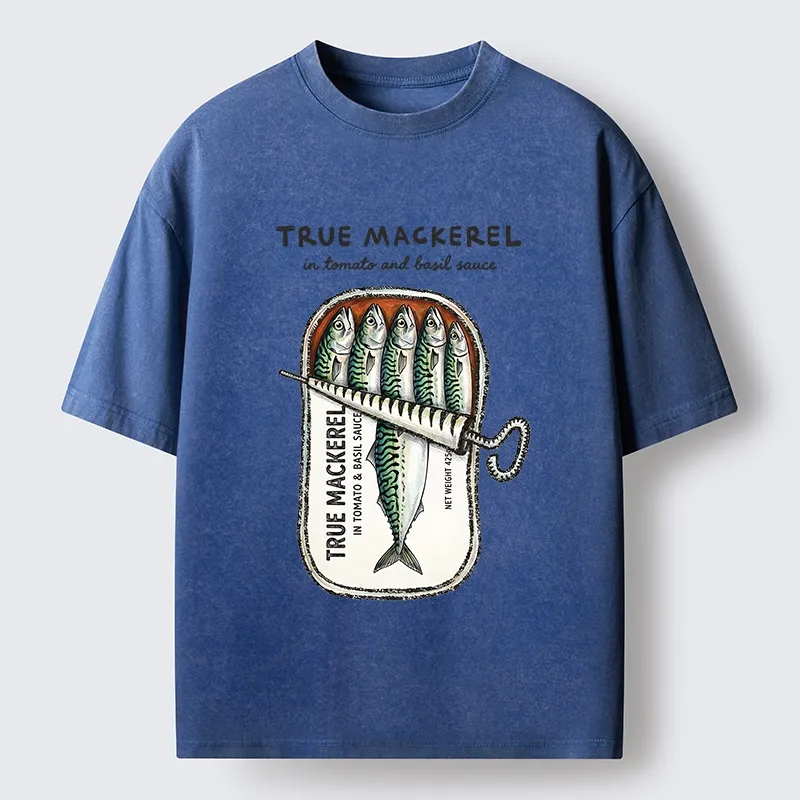 Tokyo-Tiger Funny Meme Vintage Seafood Can Graphic Washed T-Shirt