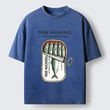 Tokyo-Tiger Funny Meme Vintage Seafood Can Graphic Washed T-Shirt