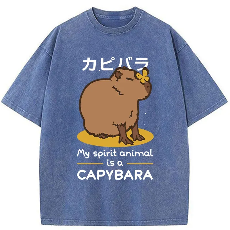 Tokyo-Tiger Spirit Animal Capybara Washed T-Shirt