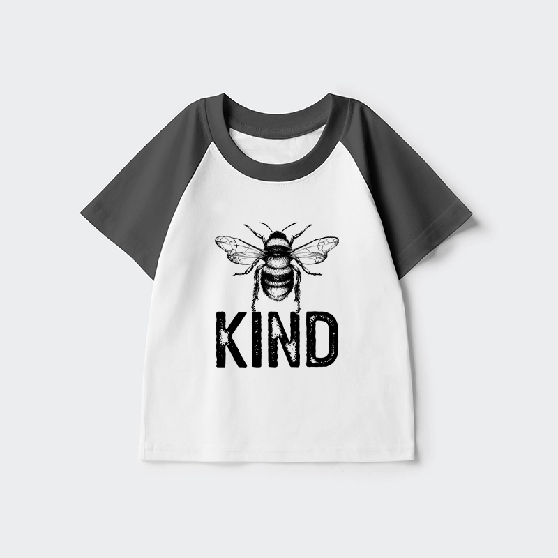 Tokyo-Tiger Minimalist Bee Kind Illustration Kids Raglan T-shirt