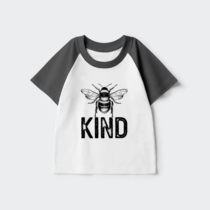 Tokyo-Tiger Minimalist Bee Kind Illustration Kids Raglan T-shirt