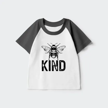 Tokyo-Tiger Minimalist Bee Kind Illustration Kids Raglan T-shirt