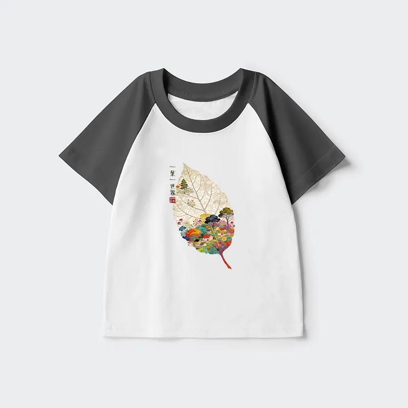 Tokyo-Tiger One Leaf Holds A Tiny Colorful World Kids Raglan T-shirt