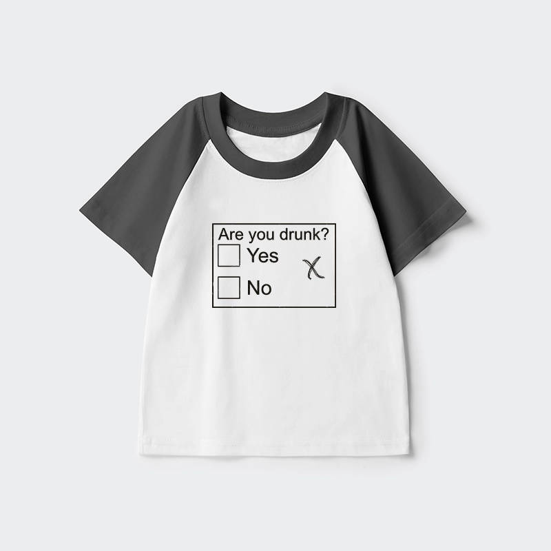 Tokyo-Tiger Confused Drunk Checkbox Graphic Kids Raglan T-shirt