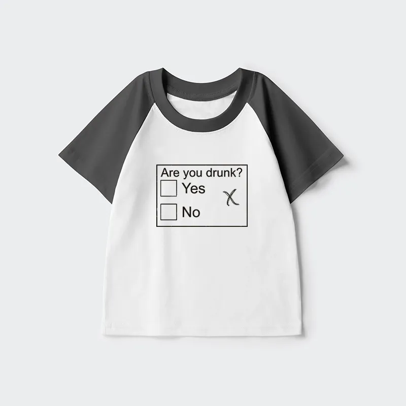 Tokyo-Tiger Confused Drunk Checkbox Graphic Kids Raglan T-shirt