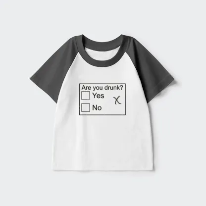 Tokyo-Tiger Confused Drunk Checkbox Graphic Kids Raglan T-shirt
