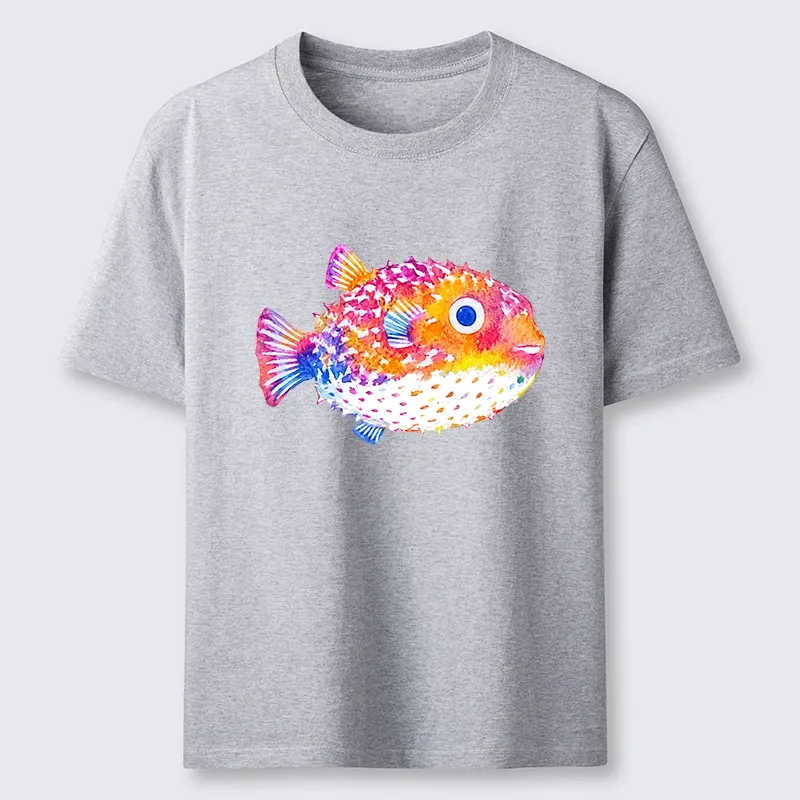 Tokyo-Tiger Rainbow Watercolor Puffer Fish Art Classic T-Shirt