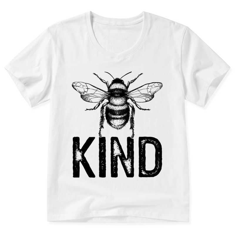 Tokyo-Tiger Minimalist Bee Kind Illustration V-Neck Classic T-Shirt