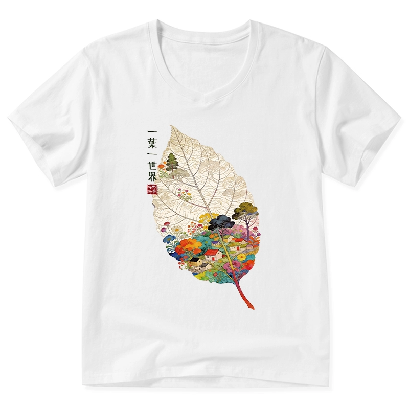 Tokyo-Tiger One Leaf Holds A Tiny Colorful World V-Neck Classic T-Shirt