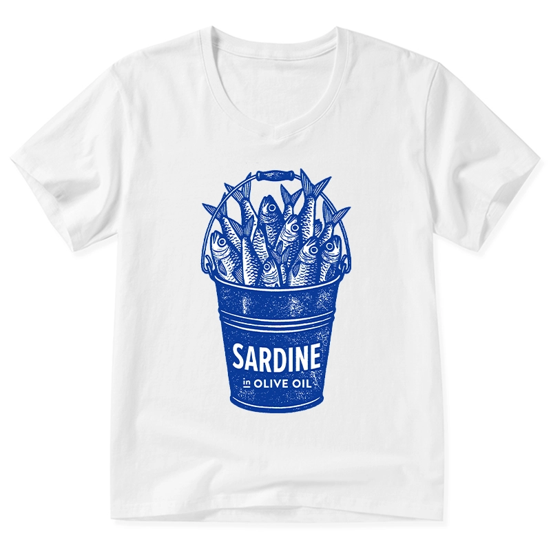 Tokyo-Tiger Vintage Bucket Full Of Fresh Sardines V-Neck Classic T-Shirt