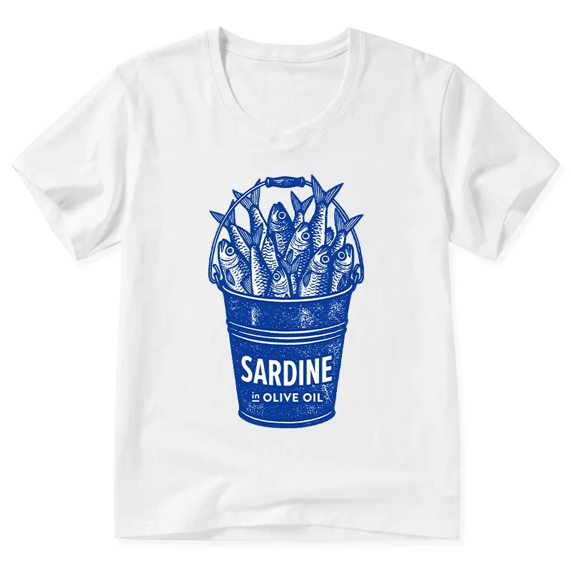 Tokyo-Tiger Vintage Bucket Full Of Fresh Sardines V-Neck Classic T-Shirt
