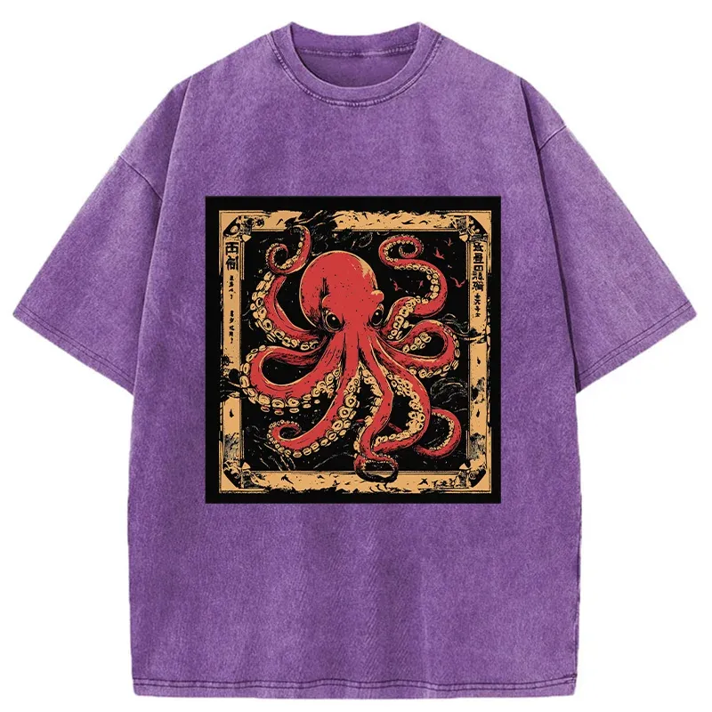 Tokyo-Tiger Retro Octopus Washed T-Shirt