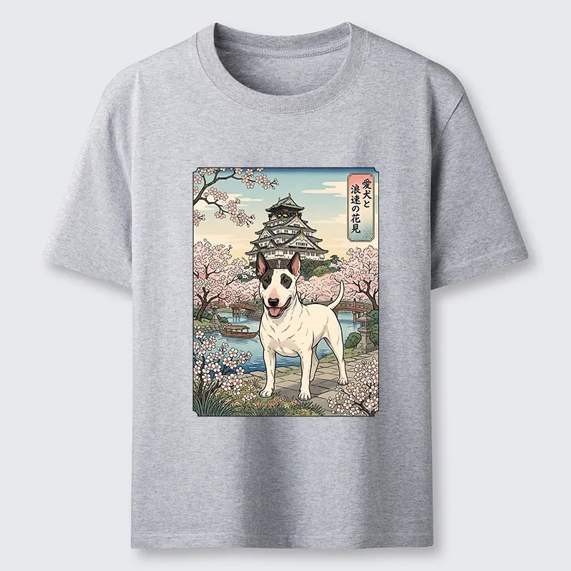 Tokyo-Tiger Ukiyo-e Bull Terrier Cherry Blossom Art Classic T-Shirt