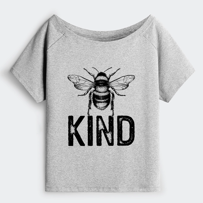 Tokyo-Tiger Minimalist Bee Kind Illustration Off Shoulder T-Shirt