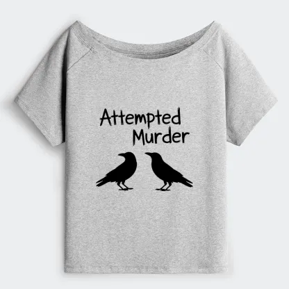 Tokyo-Tiger Two Crows Attempted Murder Joke Off Shoulder T-Shirt