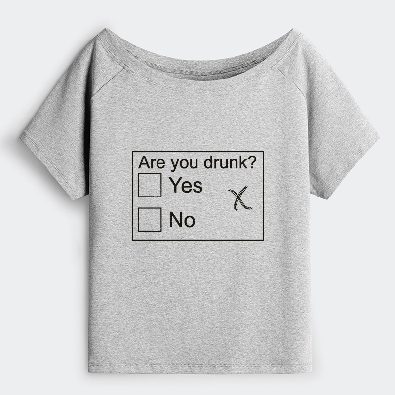 Tokyo-Tiger Confused Drunk Checkbox Graphic Off Shoulder T-Shirt