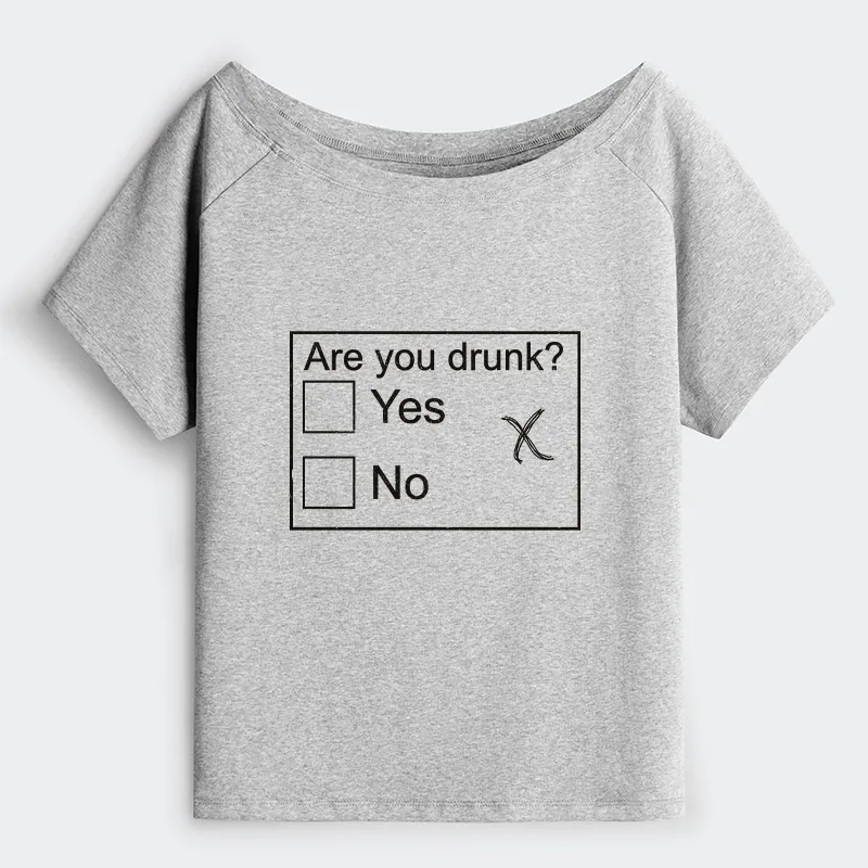 Tokyo-Tiger Confused Drunk Checkbox Graphic Off Shoulder T-Shirt