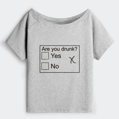 Tokyo-Tiger Confused Drunk Checkbox Graphic Off Shoulder T-Shirt