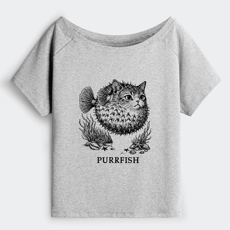 Tokyo-Tiger Spiky Puffer With Cute Cat Head Off Shoulder T-Shirt
