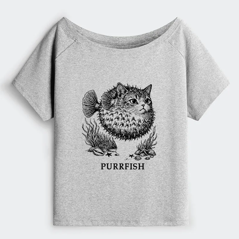 Tokyo-Tiger Spiky Puffer With Cute Cat Head Off Shoulder T-Shirt