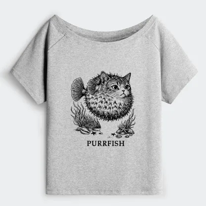Tokyo-Tiger Spiky Puffer With Cute Cat Head Off Shoulder T-Shirt