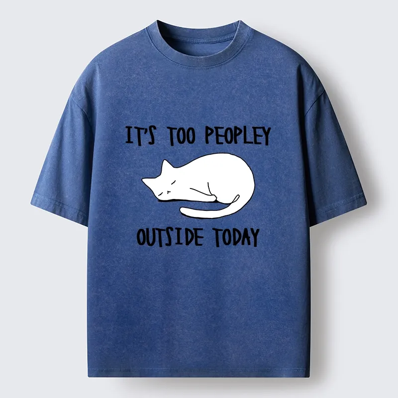 Tokyo-Tiger Funny Meme Quiet Lazy Cat Minimal Line Art Washed T-Shirt