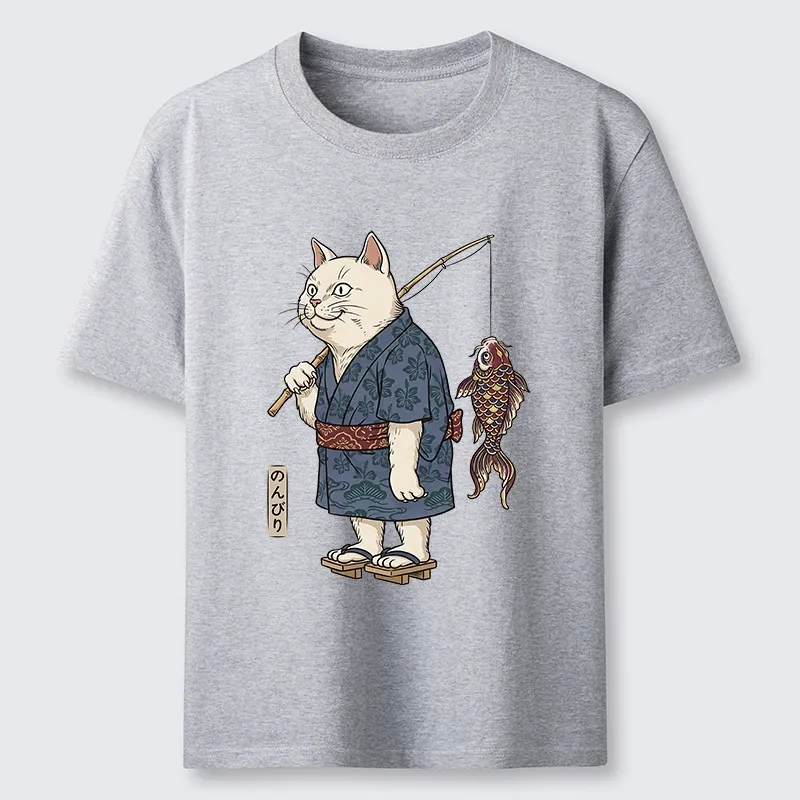 Tokyo-Tiger Kimono Cat Fishing Koi Fish Art Classic T-Shirt