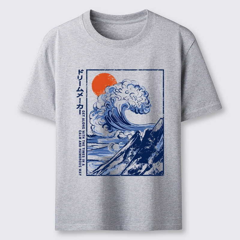 Tokyo-Tiger Big Blue Wave Mountain Sunrise Art Classic T-Shirt