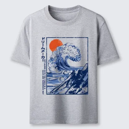 Tokyo-Tiger Big Blue Wave Mountain Sunrise Art Classic T-Shirt