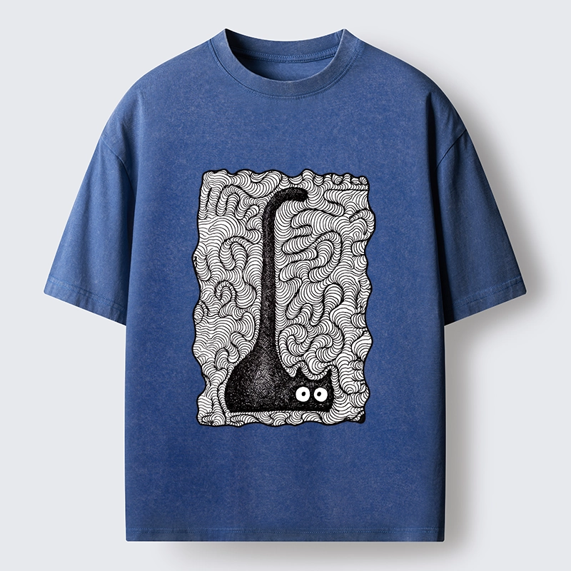 Tokyo-Tiger Trippy Zentangle Secret Cat Art Print Washed T-Shirt