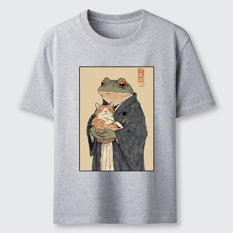 Tokyo-Tiger Frog Holds Sleepy Cat Classic T-Shirt