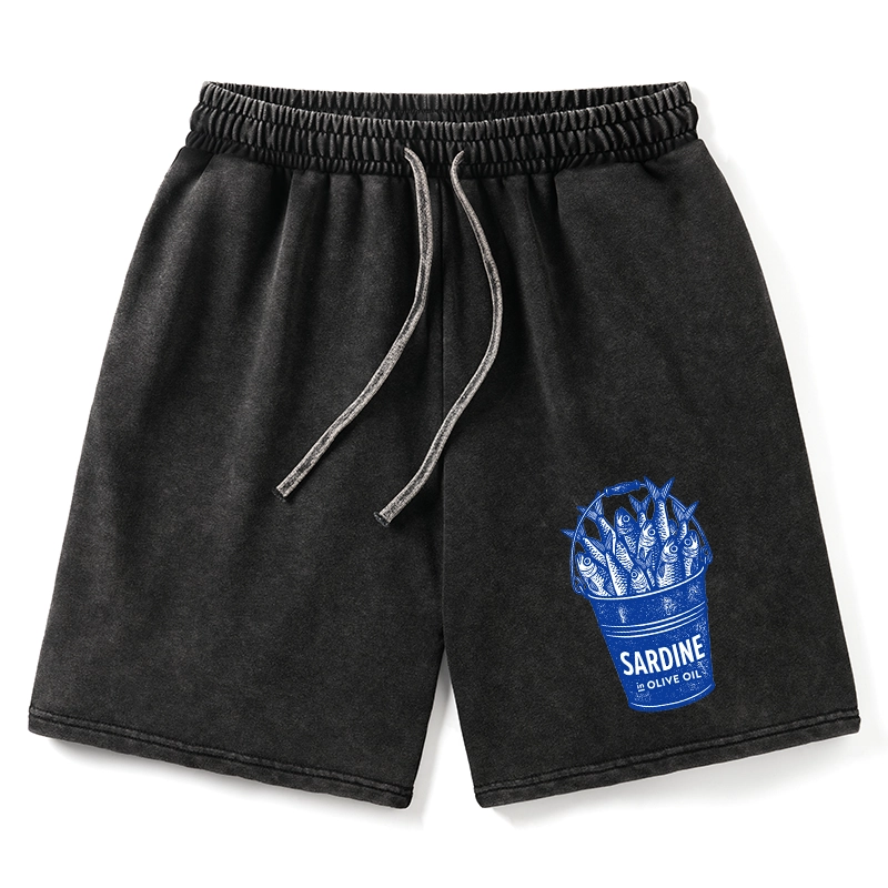 Tokyo-Tiger Vintage Bucket Full Of Fresh Sardines Washed Shorts