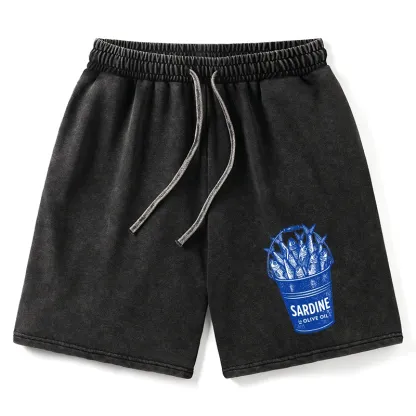 Tokyo-Tiger Vintage Bucket Full Of Fresh Sardines Washed Shorts