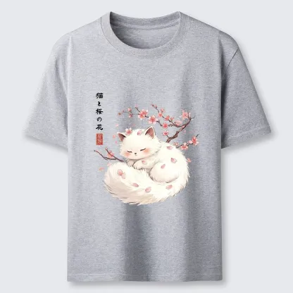 Tokyo-Tiger Soft Sakura White Cat Peaceful Sleep Classic T-Shirt