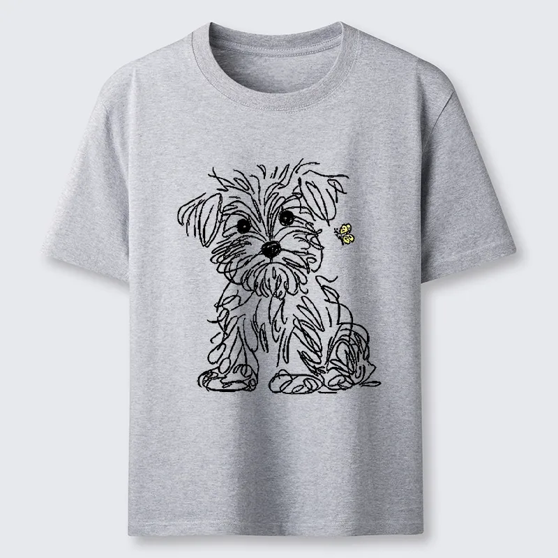Tokyo-Tiger Simple Line Dog Tiny Butterfly Classic T-Shirt