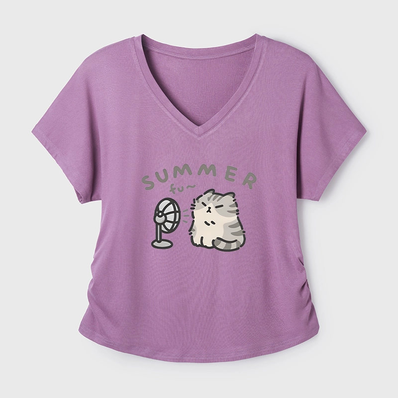 Tokyo-Tiger Summer Cat Chills With A Fan Modal Dolman Sleeve T-Shirt