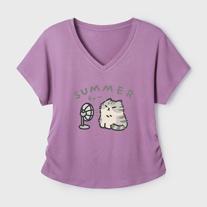 Tokyo-Tiger Summer Cat Chills With A Fan Modal Dolman Sleeve T-Shirt