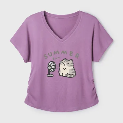 Tokyo-Tiger Summer Cat Chills With A Fan Modal Dolman Sleeve T-Shirt