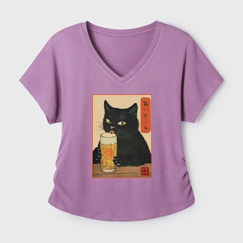 Tokyo-Tiger Cat Holding A Glass Of Beer Modal Dolman Sleeve T-Shirt Sale