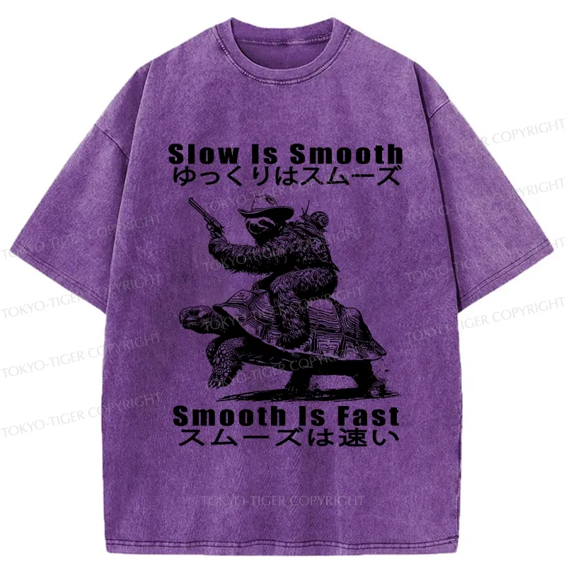 Tokyo-Tiger Funny Sloth Riding A Turtle Washed T-Shirt