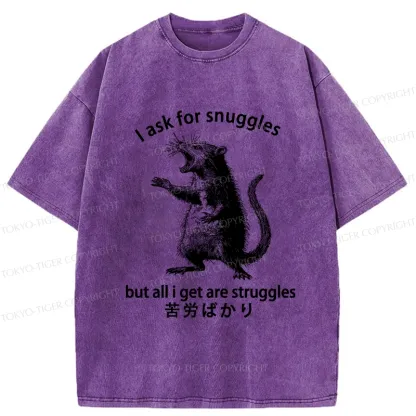 Tokyo-Tiger Funny Mouse Asking For Snuggles Washed T-Shirt