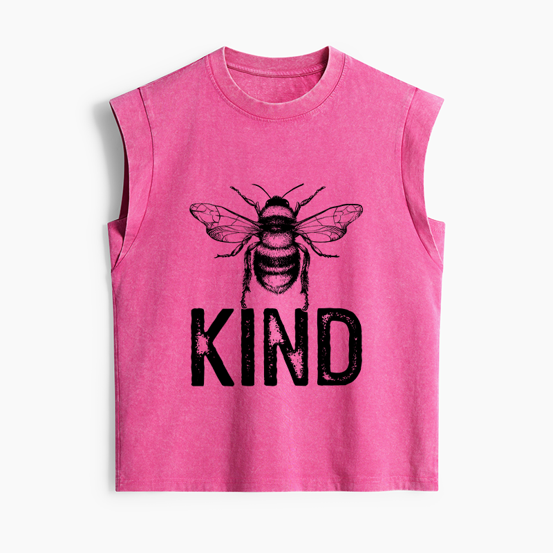 Tokyo-Tiger Minimalist Bee Kind Illustration Women's Washed Tank Tops