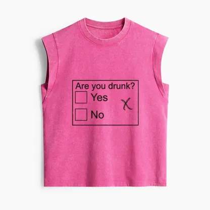 Tokyo-Tiger Confused Drunk Checkbox Graphic Women's Washed Tank Tops