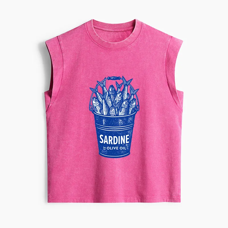 Tokyo-Tiger Vintage Bucket Full Of Fresh Sardines Women's Washed Tank Tops