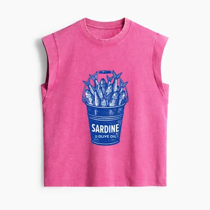 Tokyo-Tiger Vintage Bucket Full Of Fresh Sardines Women's Washed Tank Tops