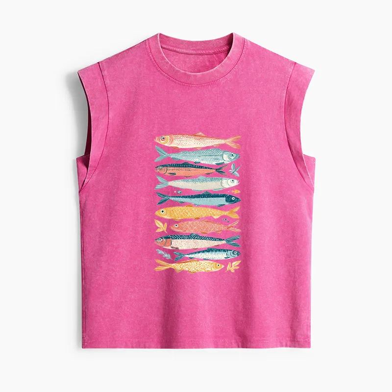 Tokyo-Tiger Beautiful Colorful Fish In The Sea Women's Washed Tank Tops