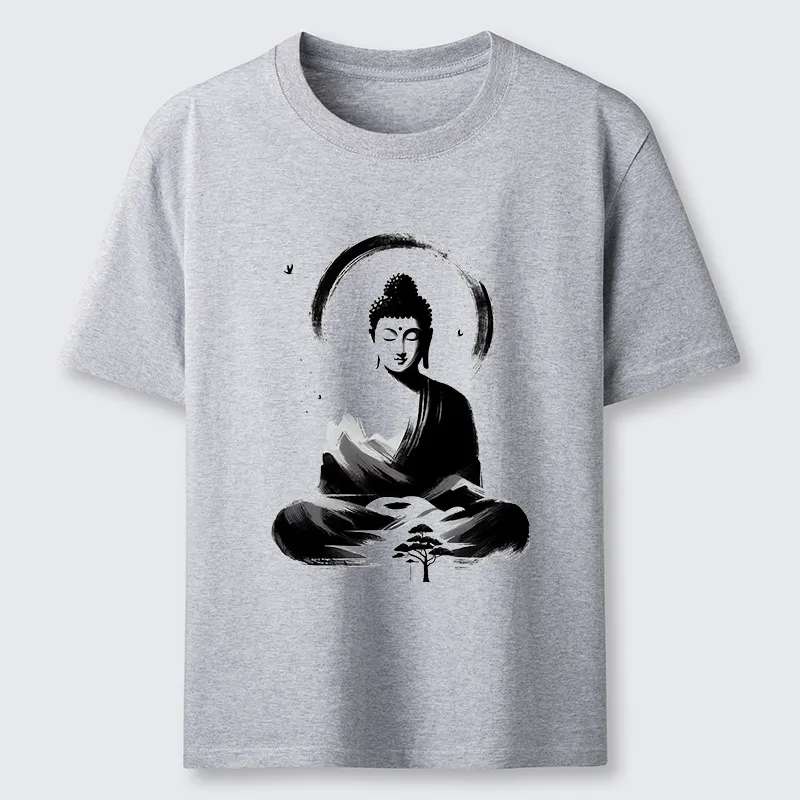 Tokyo-Tiger Serene Mountain Buddha Zen Art Classic T-Shirt
