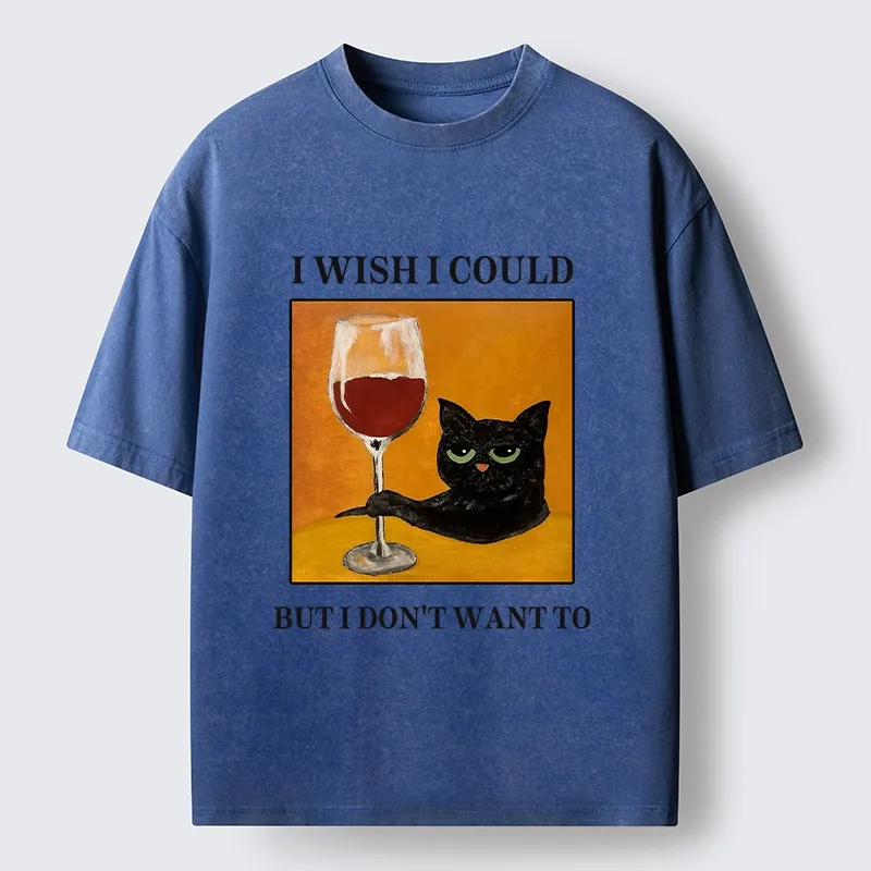 Tokyo-Tiger Sassy Black Cat Wine Funny Meme Washed T-Shirt