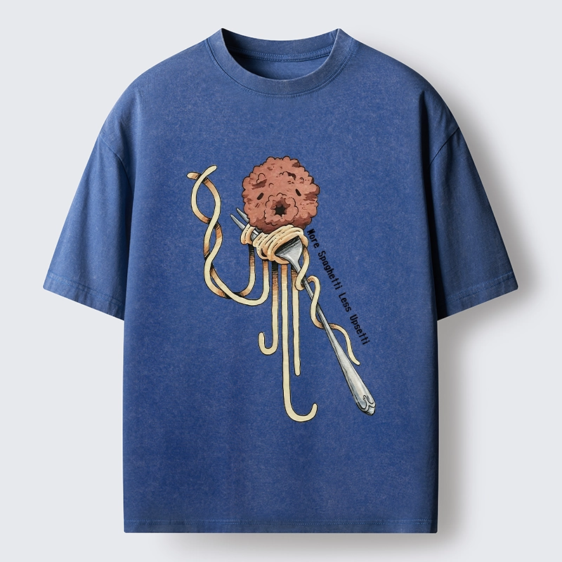 Tokyo-Tiger More Pasta Less Stress Food Lover Art Washed T-Shirt